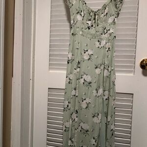 Floral Green Maxi Dress